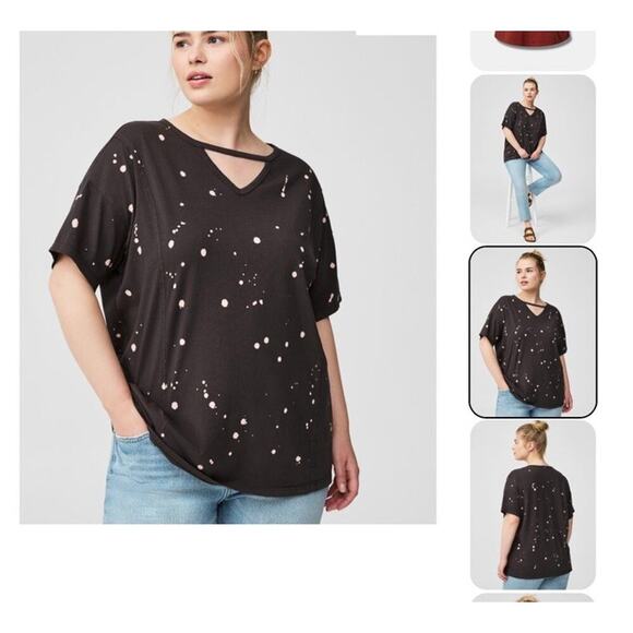 Torrid Women’s Sz 3 (22/24) Bleach Splattered Heritage‎ Slub V-Neck Tee - Picture 1 of 7